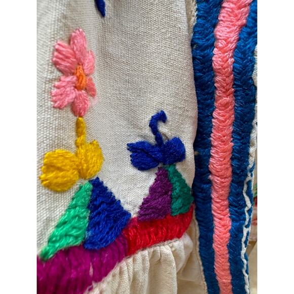 Vintage 1960's Bird Flower Hand Embroidered Top in Butter L - Picture 7 of 11